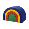 HABA Pro Rainbow Foam Building Block Set, colorful foam arch blocks in blue, yellow, red, and green nested together on a white background.