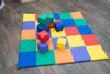 Children's Factory Patchwork Activity Mat and Foam Blocks Set, Rainbow, colorful foam puzzle mat with foam blocks in various colors for children's play and learning.