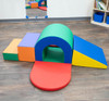 Children's Factory Alpine Tunnel Slide Soft Play Climber, colorful soft play structure for children with tunnel, slide, and climbing elements.