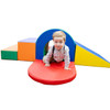 Children's Factory Alpine Tunnel Slide Soft Play Climber, colorful soft play tunnel and slide set for kids with a child crawling through the tunnel.