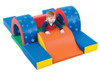 Children's Factory Chisholm Trail Soft Play Climber, a colorful soft play equipment featuring a slide, tunnels, and arches with star patterns, designed for children's indoor play and activity.
