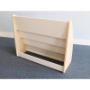 Whitney Brothers NewWave Book Display, modern wooden book organizer with angled shelves and open front for easy access.