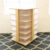 Whitney Brothers Storage Tower with 24 Trays, wooden frame with clear plastic drawers on wheels, ideal for organizing classroom supplies or craft materials.