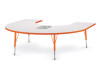 Jonti-Craft Rainbow Accents KYDZ Horseshoe Classroom Table, child-sized activity table with a white surface and orange accents, ideal for classroom or playroom use.