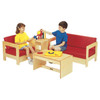 Jonti-Craft Child Living Room Set - Select Color, children playing with toys on wooden furniture with red cushions