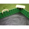 SandLock Sandlock Plastic Sandbox with Cover 10' x 10', outdoor sandbox with green plastic walls, beige cover, and black base on a grassy area.