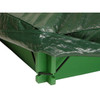 SandLock Plastic Sandbox with Cover 5' x 10' , close-up view of the green plastic sandbox corner with a fitted cover.