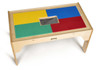 Jonti-Craft Wood DUPLO® Rectangle Storage Table 32" x 16", wooden table with colorful LEGO DUPLO compatible tiles on top and a central storage compartment.