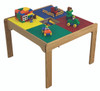 Synergy Management Fun Builder Wooden DUPLO® Table - 27 x 27 inches, colorful LEGO-compatible wooden table with various DUPLO® building blocks and toys for imaginative play.
