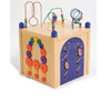 Playscapes Play Panel Wooden Activity Cube, a multifunctional wooden play cube with colorful bead mazes and interactive panels for children's cognitive development and play.