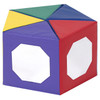 Children's Factory Multi-Image Primary Mirror Pentagon, colorful soft foam activity cube with octagon-shaped mirror openings on each side.