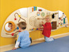 HABA Pro Sensory Learning Wall Dip A Wall Panel Toy, children playing and engaging with colorful wooden sensory wall panels for early childhood development.