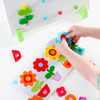 Guidecraft Flower Pot Sort and Match Manipulative, colorful flower-shaped and pot-shaped pieces for preschool sorting and matching activities.