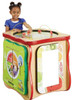 Playscapes MyPlate Activity Island Play Cube, a young girl playing with an educational children's activity cube featuring colorful food groups and interactive elements. Playscapes MyPlate Activity Island Play Cube, a young girl playing with an educational children's activity cube featuring colorful food groups and interactive elements.