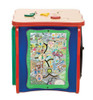 Playscapes Healthy Activity Island Play Cube, children's activity cube featuring an illustrated interactive map and space for play with colorful shapes on top.