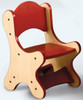 Playscapes Friends Kids Chair, wooden children's chair with red and natural finish in four available colors.