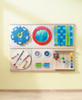 HABA Pro Rainmaker Sensory Wall Activity Panel, interactive sensory wall panel with various textured and moving parts for sensory stimulation and developmental play.