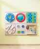 HABA Pro Acrylic Gears Sensory Wall Activity Panel, colorful educational sensory wall panel with gears, mirror, and various tactile features