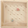 HABA Pro Rubber Ball Stairs Sensory Wall Activity, wooden sensory wall panel with climbing pegs and two colorful rubber balls for tactile sensory play.
