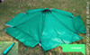 Frame It All Telescoping Hexagon Sandbox Canopy & Cover, green adjustable outdoor sandbox canopy laid on grass with a folded version shown in the corner.