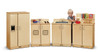 Jonti-Craft Culinary Creations Children's Kitchen Play Set - 4pcs, wooden play kitchen with stove, sink, and storage cabinets, designed for children's imaginative play.