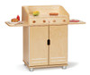Jonti-Craft TrueModern Play BBQ Grill, wooden toy grill with knobs, side tables, and cooking accessories for children.