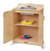 Jonti-Craft Culinary Creations School Age Kitchen Play Sink, wooden toy kitchen with working sink and open cabinets for children.