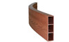Frame It All Classic Sienna Curved Playground Border 16' - 2" Profile, a close-up of the curved profile showing the reddish-brown wooden texture with three hollow rectangular sections.