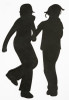 Playscapes Audimut Silhouette Sound Panels, black silhouette of two children holding hands.