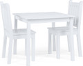 Wooden Table and 2 Chairs Set, White - Square Kids Table and Chair Set for Toddlers and Children for Crafts