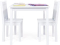 Crew Kids Wooden Table and 2 Chairs Set, White - Square Kids Table and Chair Set for Toddlers and Children for Arts
