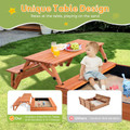 Wooden Kids Sandbox with Foldable Picnic Table & Seat 2