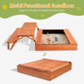 Wooden Kids Sandbox with Foldable Picnic Table & Seat 3