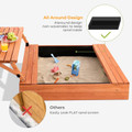 Wooden Kids Sandbox with Foldable Picnic Table & Seat 1