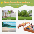 Wooden Kids Sandbox with Foldable Picnic Table & Seat 4