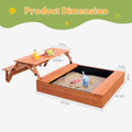 Wooden Kids Sandbox with Foldable Picnic Table & Seat 5