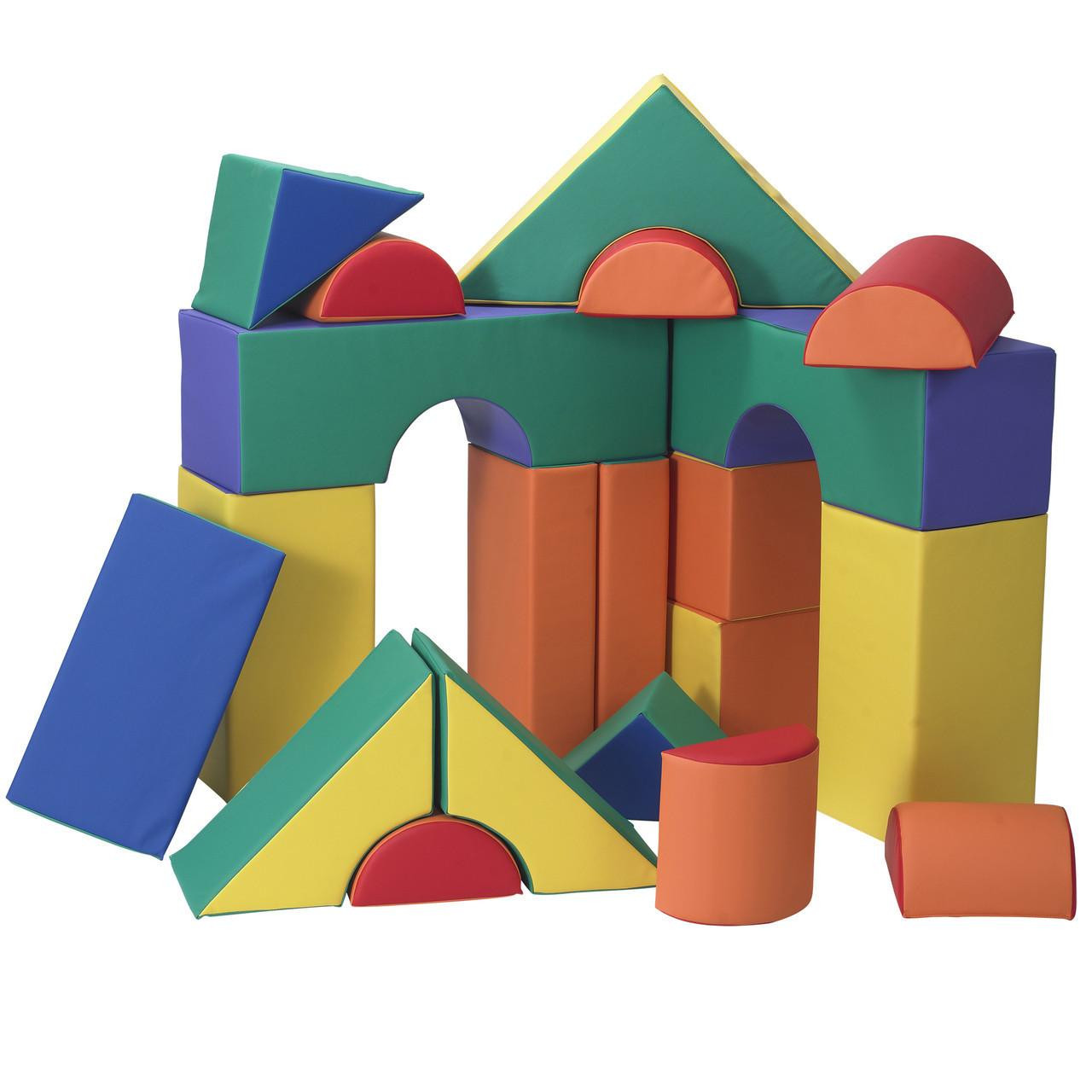 Rainbow Large Foam Building Blocks - Set of 35 Soft Play Blocks