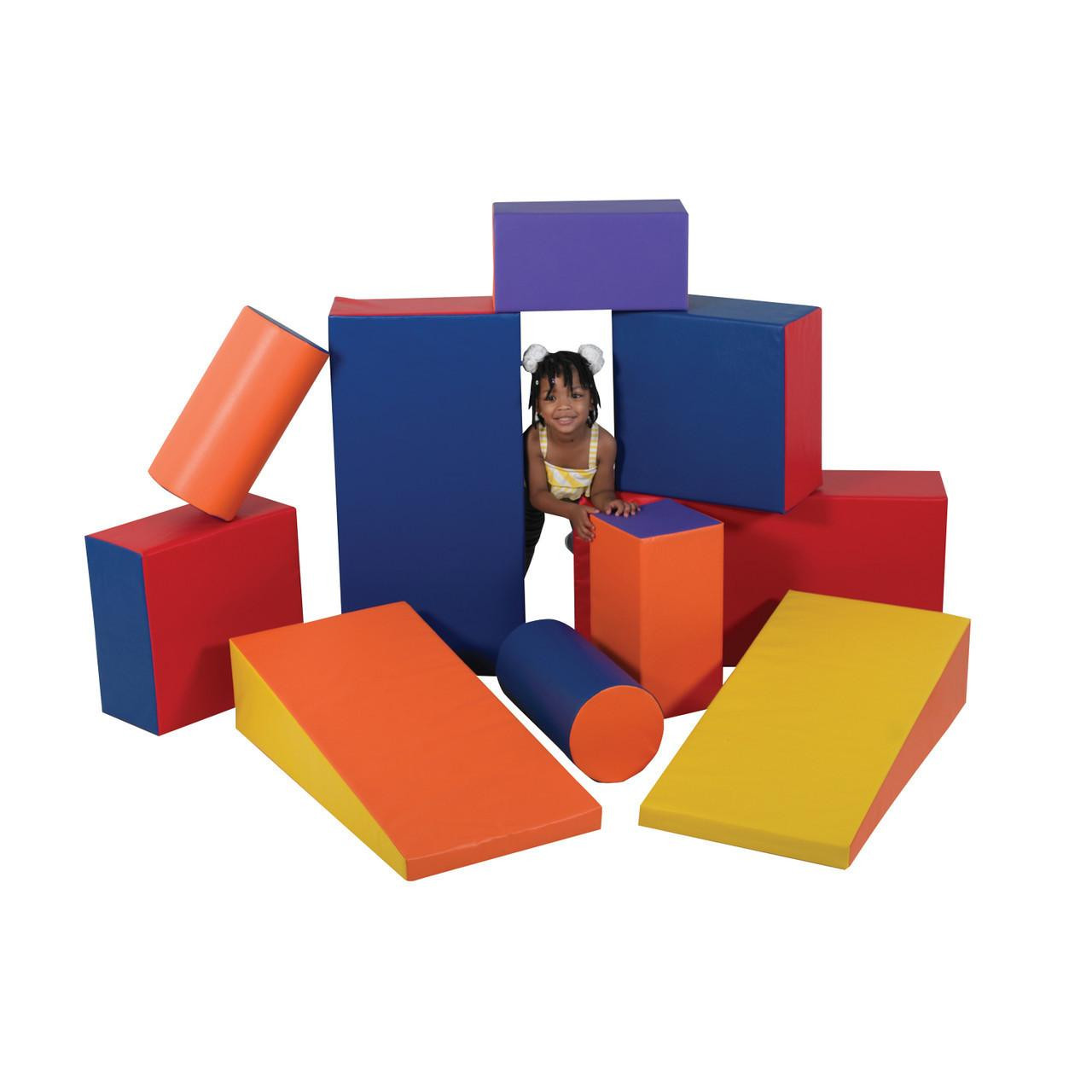 Soft Modular Blocks Mini Gross Motor Foam Climbing Blocks, Rainbow - Soft Play Blocks