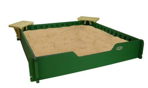 Sandlock Plastic Sandbox with Cover 5' x 5' - Kids Outdoor Sandbox