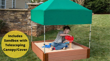 Square Sandbox Kit w/ Telescoping Canopy & Cover - 4ft. X 4ft. X 11in