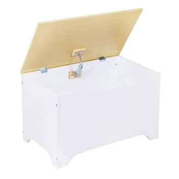 Modern Toy Box - White w/ Natural 2