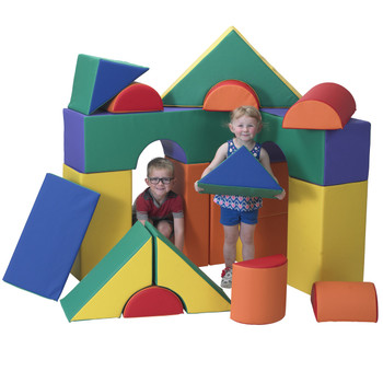 Rainbow Soft Play Module Blocks A - Set of 21 with kids