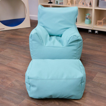 Cozy Chair and Ottoman - Aqua