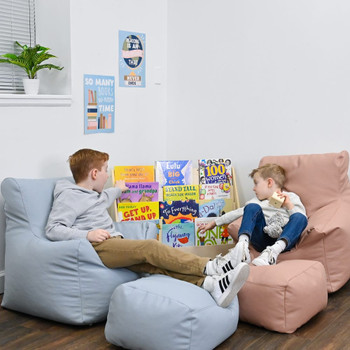 Cozy Soft Chair and Ottoman - Fog Blue