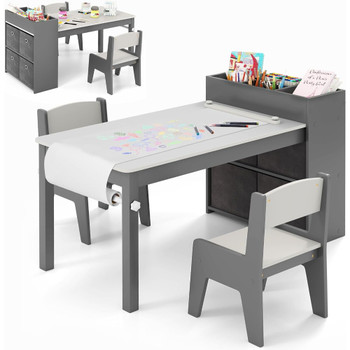 Kids Art Table and Chairs Set with Storage