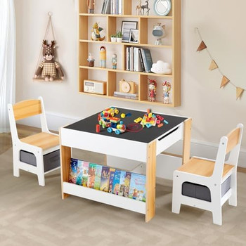 Kids 4 in 1 Table & Chairs Set with Detachable Top