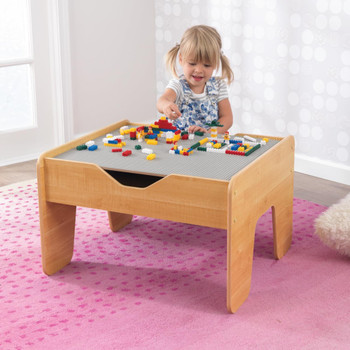 Reversible Wooden Activity Table with 195 Building Bricks 1