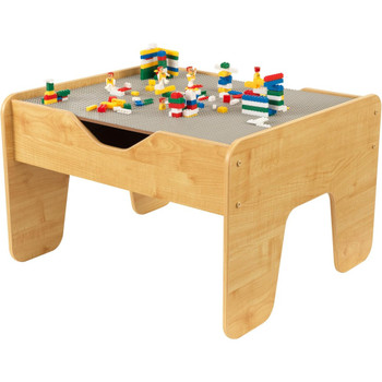 Reversible Wooden Activity Table with 195 Building Bricks