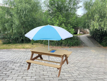 Kids 3-in-1 Sand Water Picnic Table with Umbrella 5