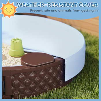 Round Plastic Sandbox with Seats & Cover 5